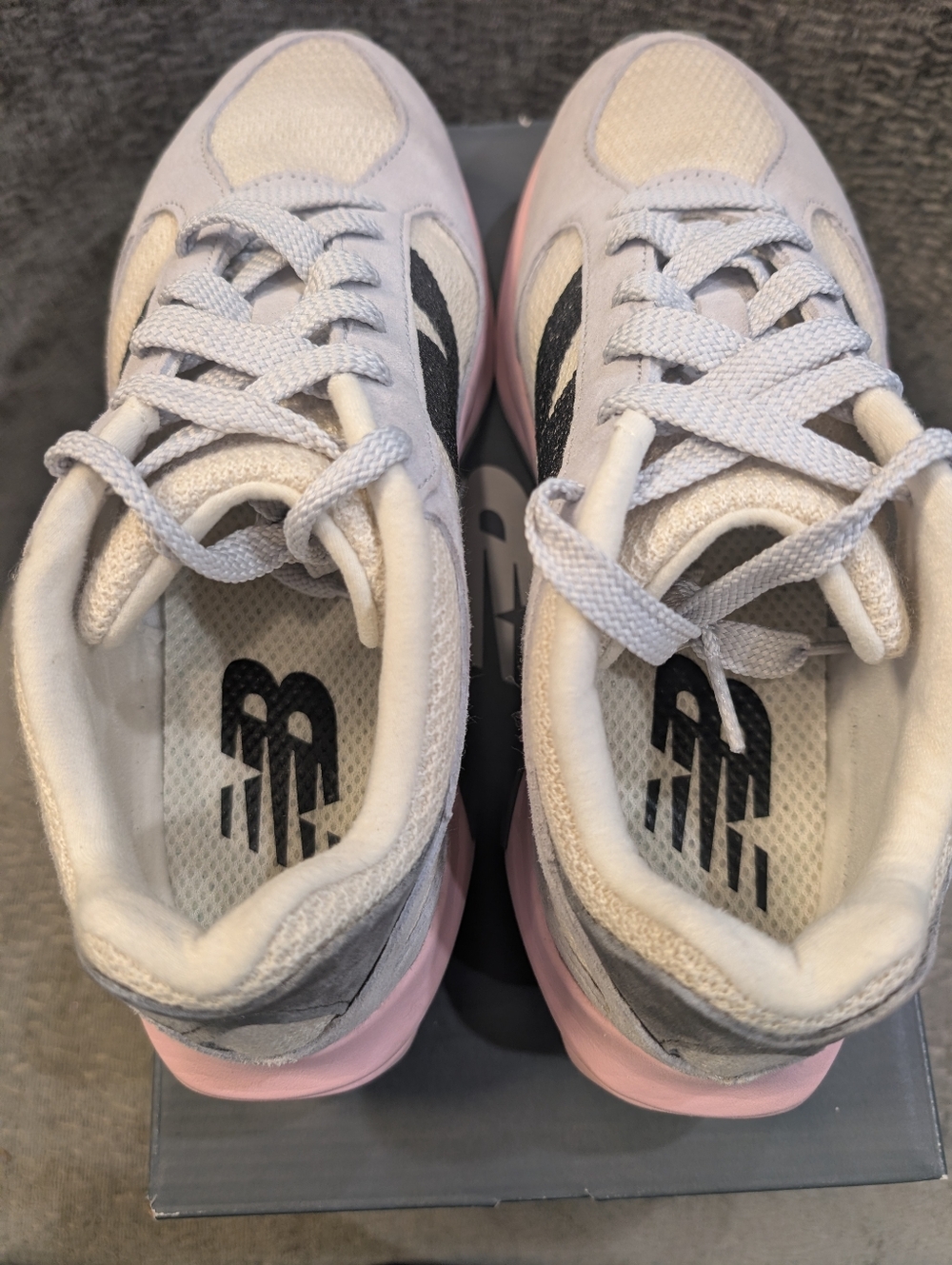 New Balance Women’s Light Gray & Pink Platform Sneakers - Picture 5 of 10